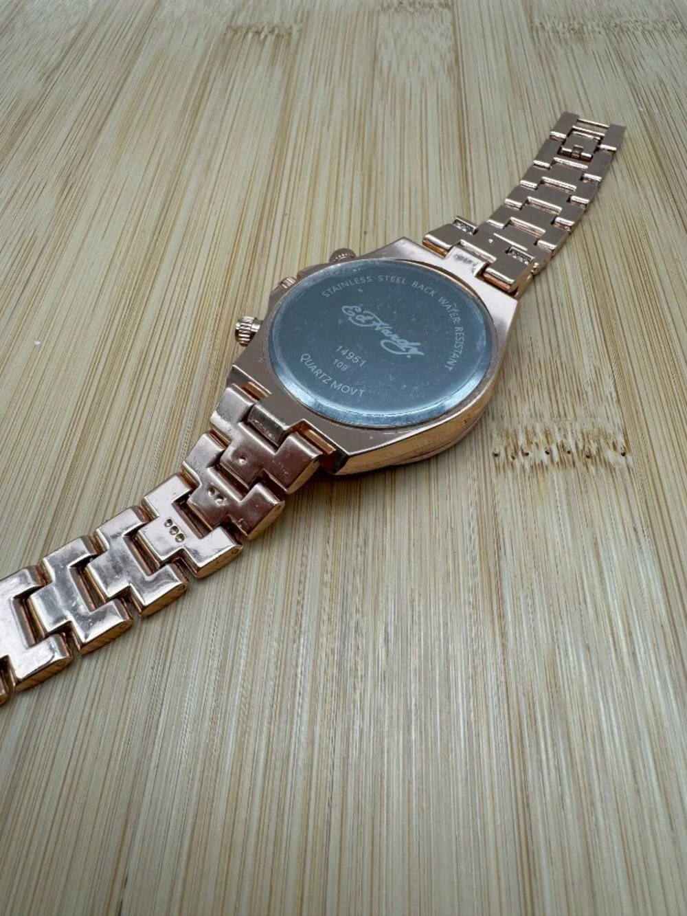 ED HARDY Ladies Metal Bracelet Analog Watch, Shiny Rose Gold, 40mm, Analog Watch